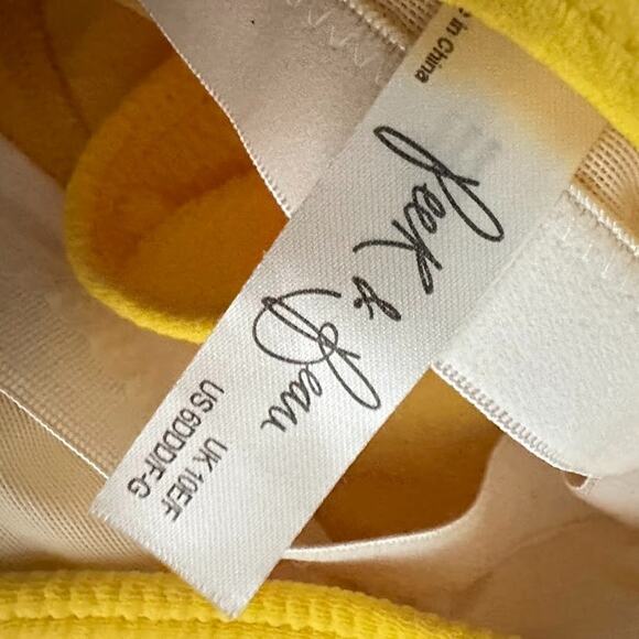 Peek & Beau Swimsuit One Piece Womens 6 DDD Yellow Drawstring Beach Cheeky Swim - Picture 4 of 7